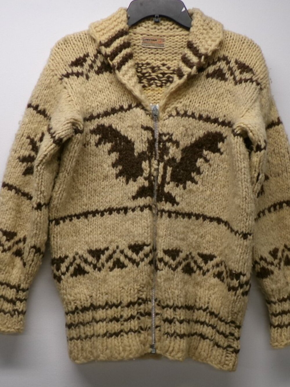 Vtg 60s Vancouver Island Handmade by Native Cowichan Indian Thunderbird Sweater